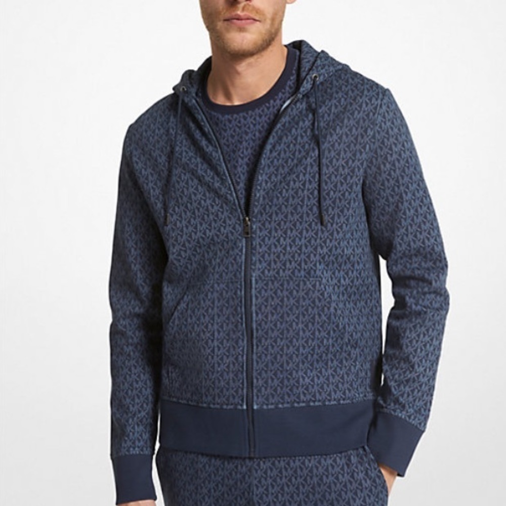 Michael Kors Logo Cotton Blend Zip-Up Hoodie